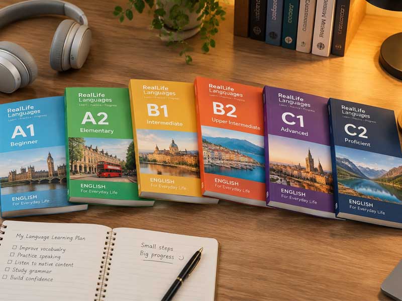 راهنمای انتخاب کتاب زبان بر اساس هدف و سطح از A1 تا C2
