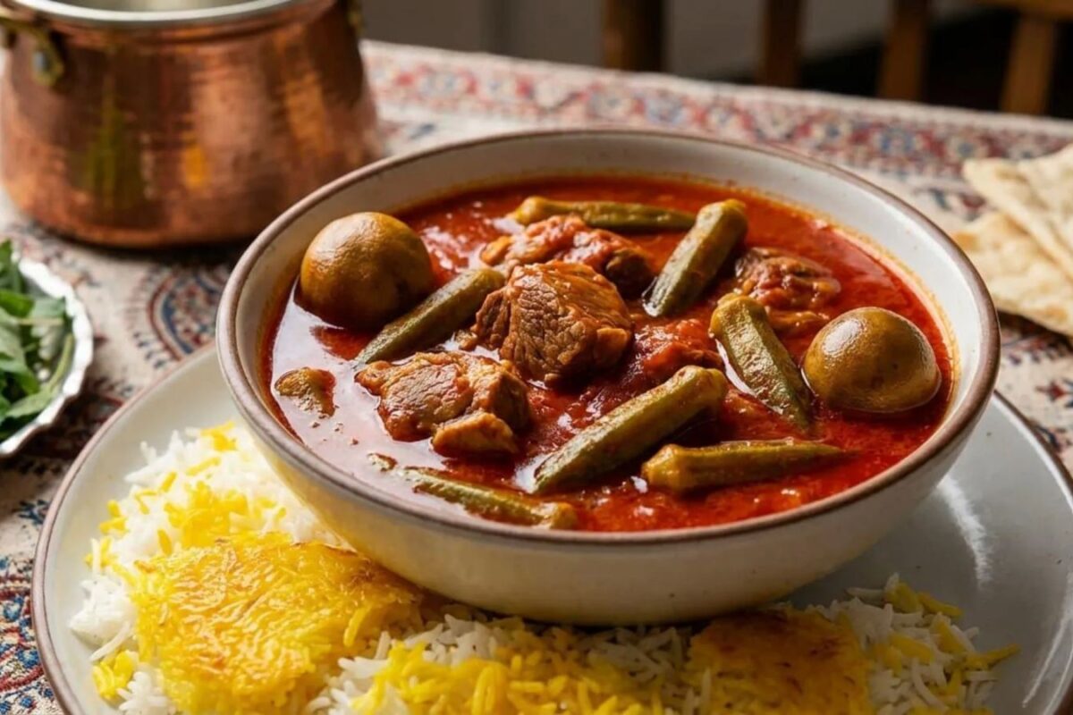 آشپزی با طعم بهشتی دستور تهیه خورش بامیه و بادمجان مجلسی
